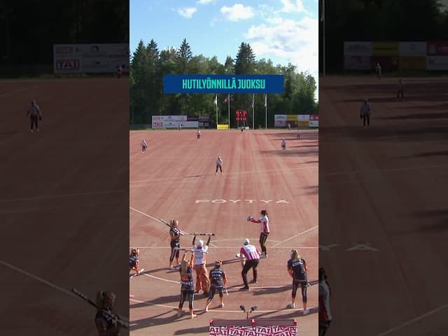 Harvinainen tilanne: hutilyönnillä juoksu! #pesis #superpesis #finnish #baseball